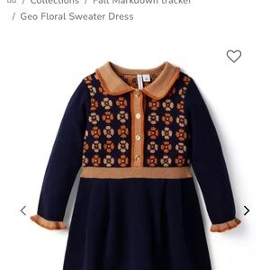 Janie and Jack Navy and Tan Floral Dress